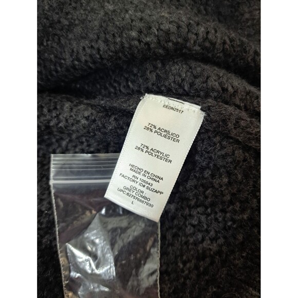 Elie Tahari Woman's Knit Open Cardigan Removable Scarf Grey Black Long Sleeves L - Picture 10 of 10